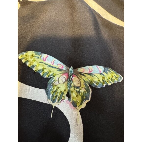 Jade Melody Tam Silk Beaded Butterly Sheath Dress 6 Colorful Pleat Hem - Picture 4 of 12